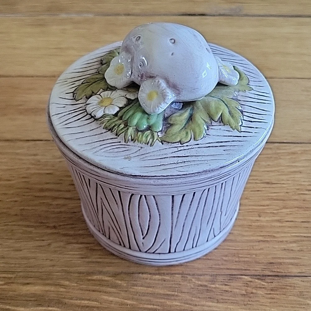 Vintage 1970s Sour Cream Ceramic Serving Container